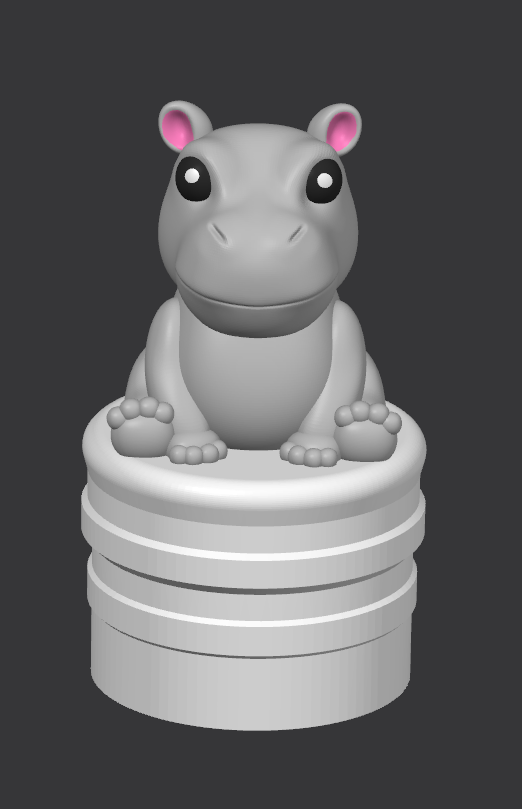 1.5" Hippo Tube Topper (STL)