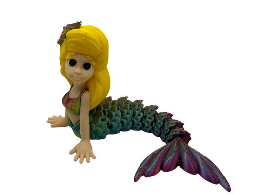 Rainbow Articulated Mermaid Bath Accessory w/ Blonde Hair