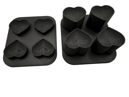 Rounded Heart 4 Cavity Mini Mold (STL)